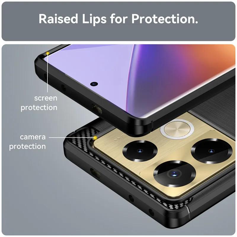 Luxury Business Shockproof TPU Phone Cover for Infinix Note 40 Pro Plus 4G 5G Brushed Texture Anti-fall Armor Protect Soft Case