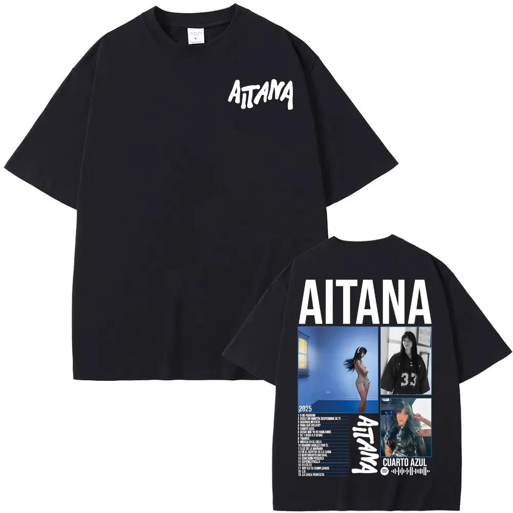 Tricouri Estetice la Modă cu Mânecă Scurtă pentru Bărbați și Femei Bumbac Casual Supradimensionate Tricou Singer Aitana Cuarto Azul Tur Grafic Tricouri