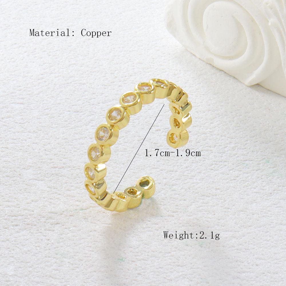 Elegant Adjustable Copper Ring with Shining Diamonds - Perfect for Ladies' Festive Gift