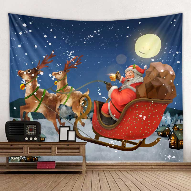 Christmas Tapestry Wall Hanging Christmas Tree Fireplace Decoration Environmentally Friendly Printing Soft Hanging Cloth