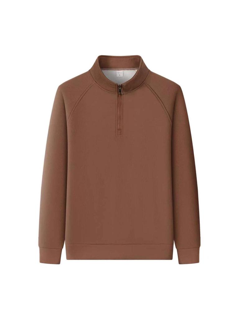 2025 Men's Trendy Zipper Stand Collar Sweatshirt - Spring/Autumn Solid Color