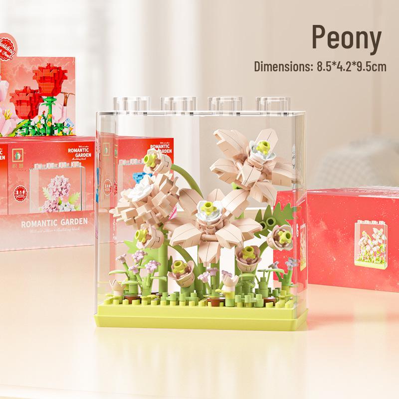 Dream Flower Box: Preserved Building Block Bouquet Set - Sunflower & Carnation. Ideal Toy for Children's Assembly.