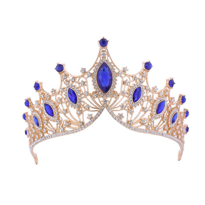 Handgemachte Brautkrone, großes Marquise-Kristall-Stirnband, Hochzeitshaarschmuck, Legierungskrone