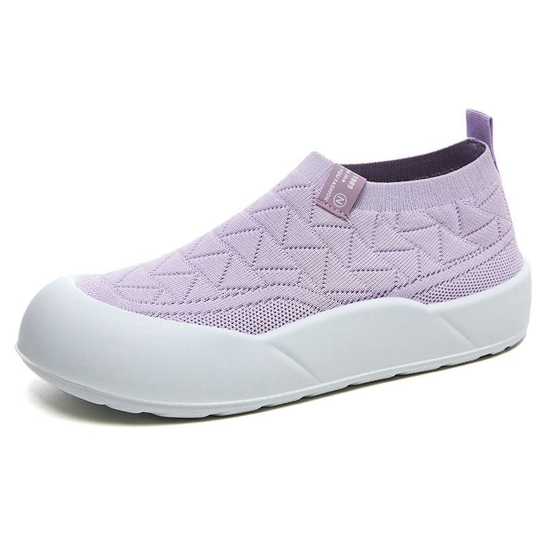 Women's shoes casual shoes versatile fashion women's single shoes soft sole comfortable nurse shoes one pedal mother shoes breathable fly-woven shoes