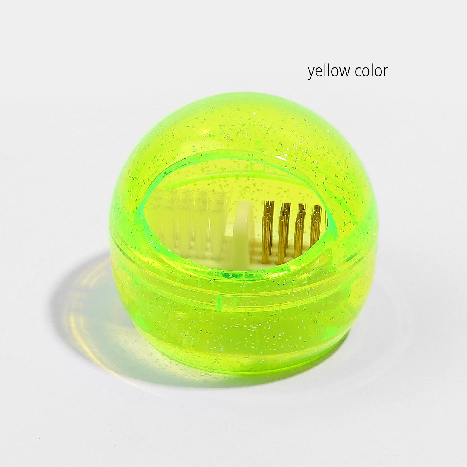 

Съемная двусторонняя щетка для чистки сверл для ногтей с металлической жесткой щеткой в ​​коробке и мягкой кистью для маникюра жёлтый