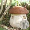 Pet Nest Closed Outdoor Home Dual-use Rattan Weaving Nest Cute Cat Dog Nest Anti Rattan Mushroom House Cat Nest Outdoor Travel