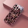 Pink Leopard Print Bow Pattern Metallic Paint Glass Phone Case For iPhone 17 16 15 14 13 12 11 Pro Max 15 Plus 17 Air 16E Cover