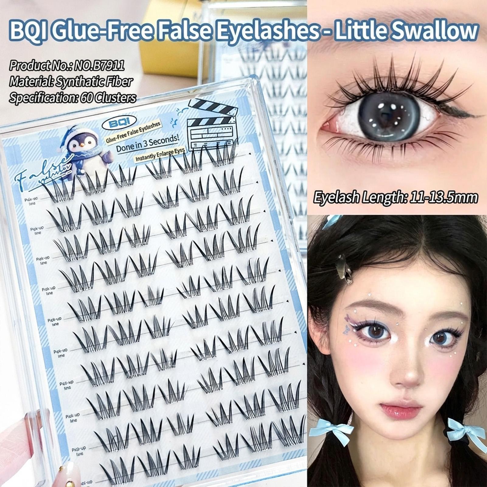 Cartoon Style False Eyelashes Asian Design Natural Thick C Curl Glueless Swan Lashes