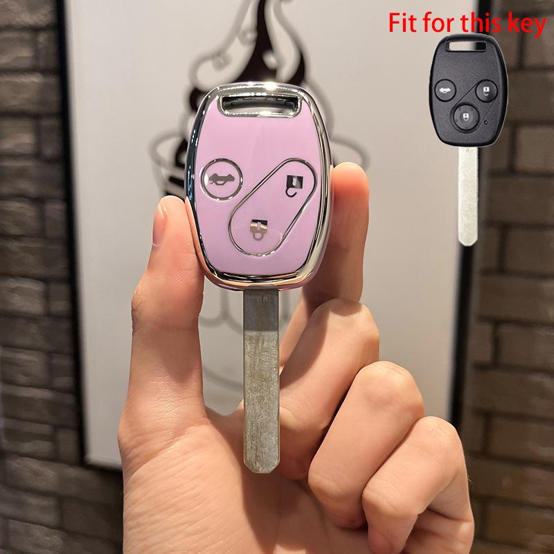 

Чехол для дистанционного ключа автомобиля из ТПУ с 2/3 кнопками для Honda Fit CIVIC JAZZ Pilot Accord CR-V Freed Freed Pilot StepWGN Insight Protector 3 Button Key Case фиолетовый