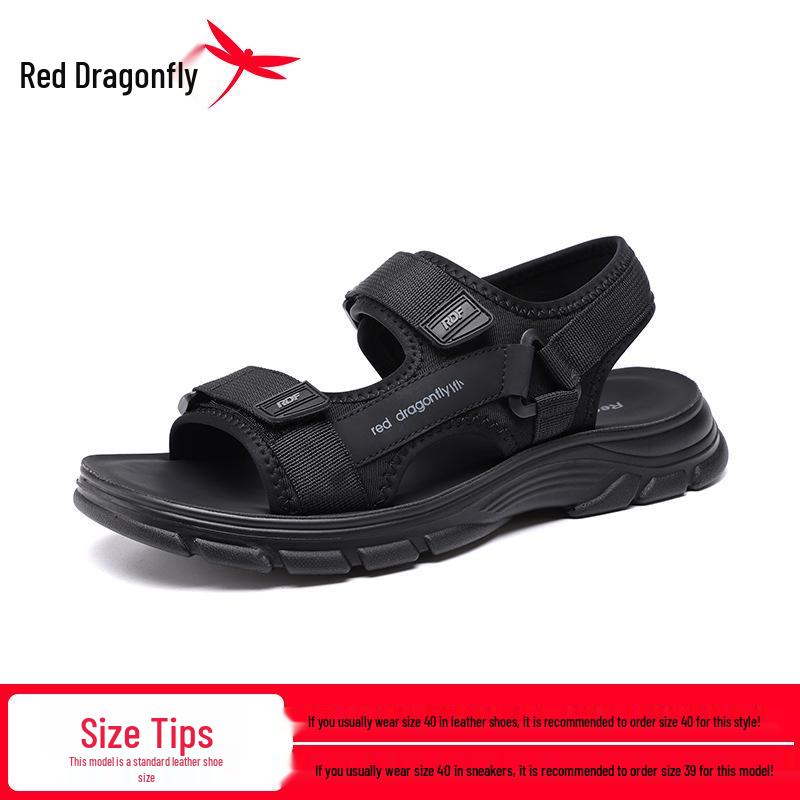 Red Dragonfly Men s Flyknit Velcro Outdoor Sandals - Anti-odor Summer Beach Shoes 38