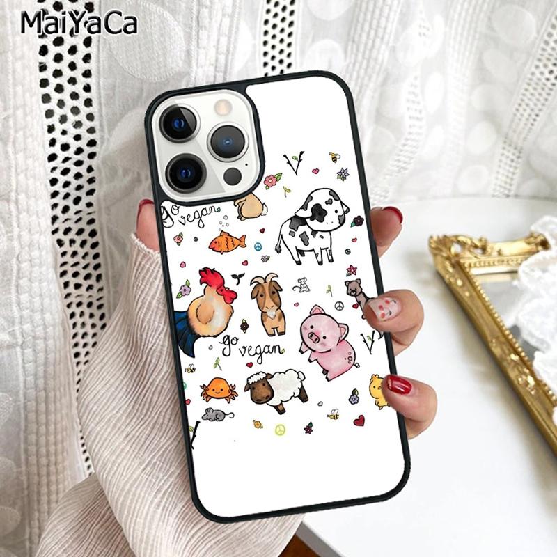 

Love Vegan Animal Phone Case Cover For iPhone 17 Air 16 16e 15 plus 11 12 13 14 pro max shell coque iPhone 11pro max
