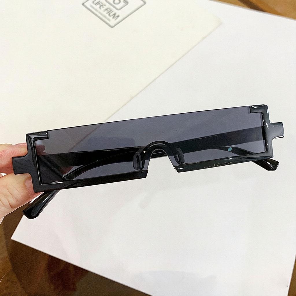 1111 new niche futuristic technology metal two-dimensional rectangular integrated sunglasses exaggerated
