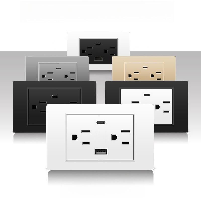 1PC American USB Switch Socket American Standard American Standard Six-hole Type-c118 Switch Socket