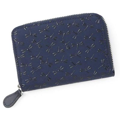 Porte-monnaie Inden à fermeture éclair ronde 1012 en cuir véritable, fabriqué au Japon, portefeuille Yushichi Uehara, bleu marine et noir laqué