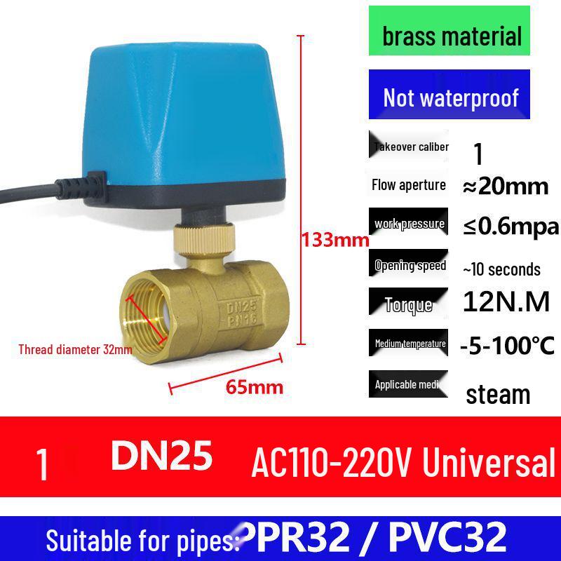 Solar Electromagnetic Temperature Control Ball Valve: ADC 12V/24V/220V, Two-Way/Three-Way, Normally Open/Closed.