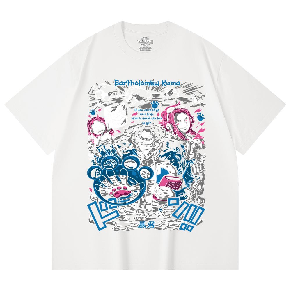 230 Gsm 100% Cotton One Piece V46 Kuma Print Unisex Heavy Cotton T Shirt