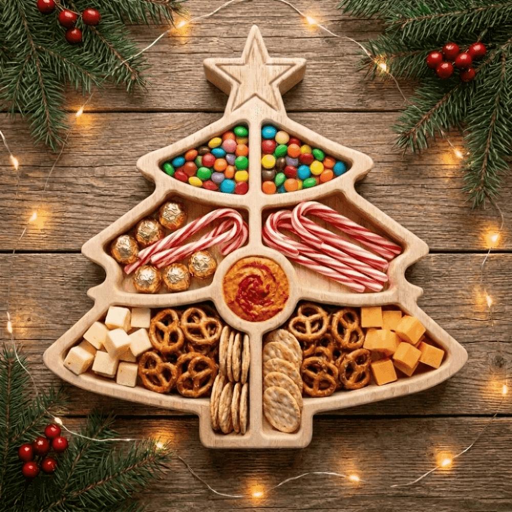 Santa Claus Shape Divided Snack Platter Divided Food Storage Plate Holiday