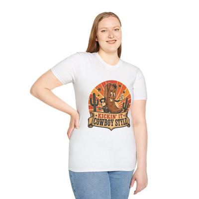 Cowboy Boot Western Desert Cactus Funny Vintage Unisex Softstyle T-Shirt