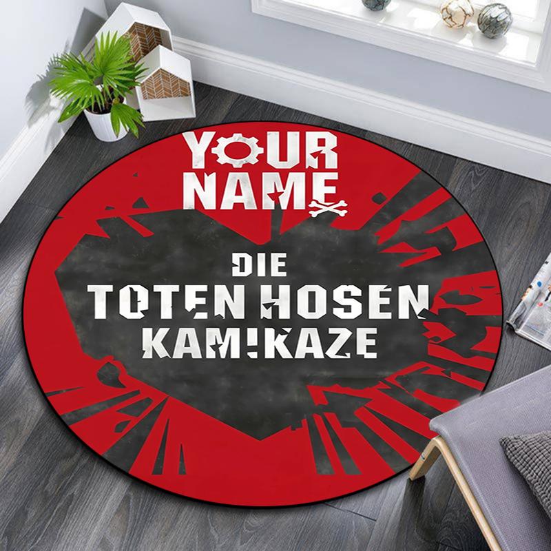 Benutzerdefinierter Name,Runder Teppich im Die Toten Hosen Muster,Teppich für Wohnzimmer Schlafzimmer Spielzimmer,Rutschfeste Bodenmatte,Urlaubsgeschenke und Geburtstagsgeschenke.