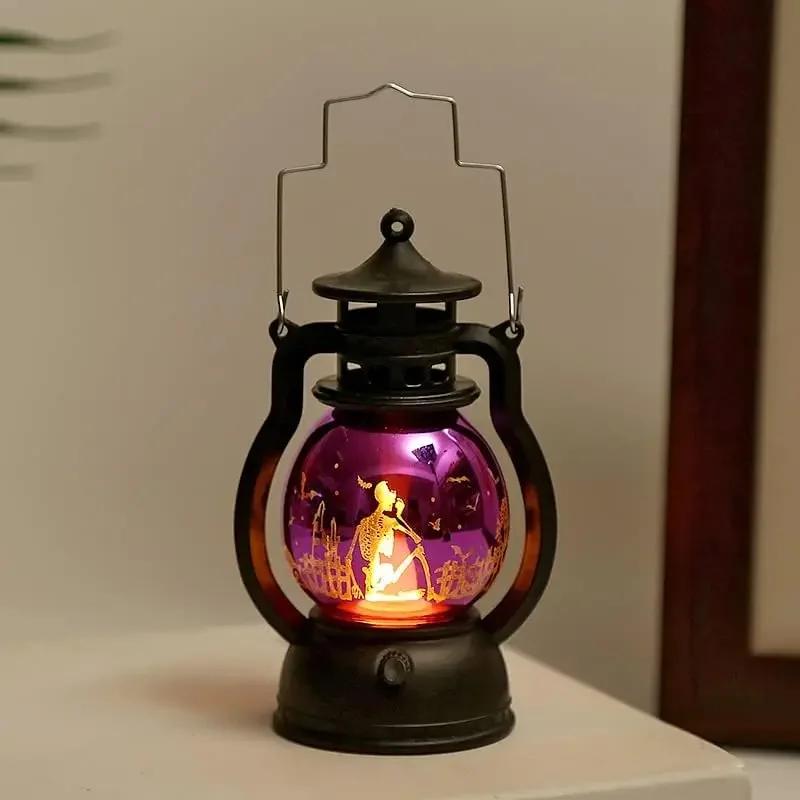 Retro Oil Lamp Halloween Luminous Decoration Ornament Pumpkin Lantern Restaurant LED Electronic Mall Amusement Park Decoration