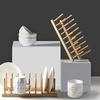 Bamboo Wooden Dish Racks Bowl Cup Book Pot Lid Cutting Board Drying Rack Kitchen Cabinet Organizer Accessories