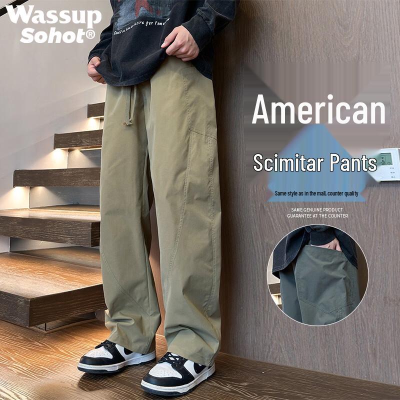 Wassup Sohot Men s Casual Loose Straight Fit Sports Pants L