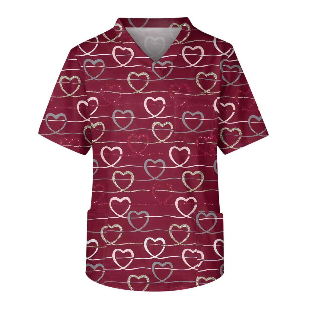 Men's Casual Short,Sleeved V,Neck Printed Front Pocket Top
