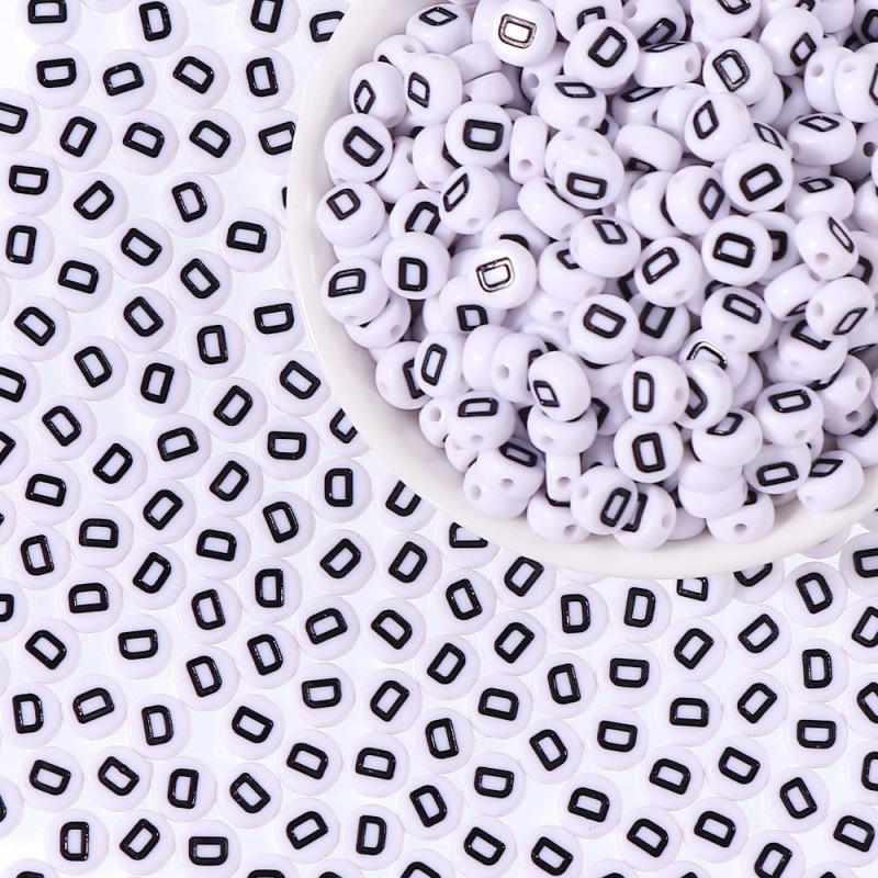 100/Bag Diy Black And White English Acrylic Letter Beads Handmade Bracelets Necklaces Beaded Accessories
