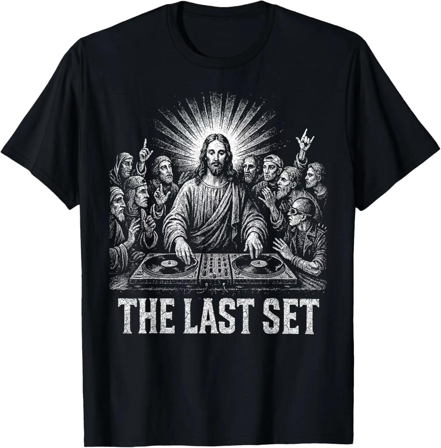 

Jesus Last Set Rave Men s T-Shirt 100_Cotton Unisex O-Neck Short Sleeve Oversized Y2k Popular Fashio Y2k Short Sleeves Classic 4XL