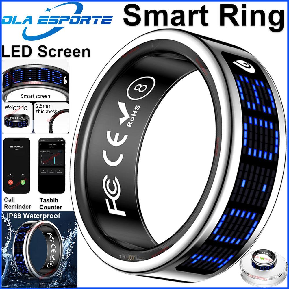Smart Ring with Touch Display Screen, Wireless Charging, Health Manager, 5 ATM Waterproof For Men Women Smart Rings R12 R08