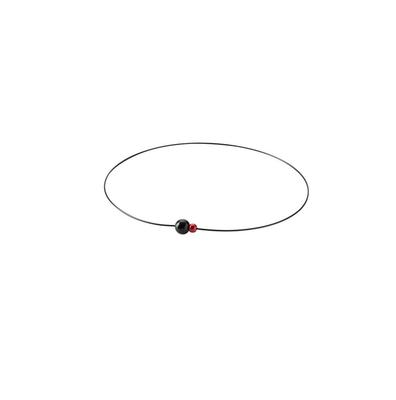 Phiten RAKUWA Wire Necklace EXTREME Mirror Ball 45cm Stiff Shoulders and with Advanced Metax Twin, Black/Red, [Relieves Neck] [Made Phiten's