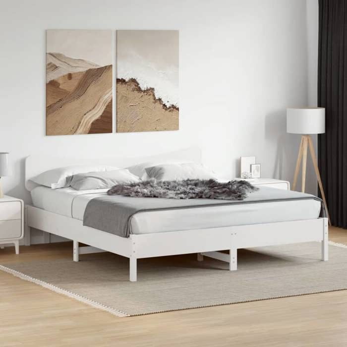 VidaXL Bed Frames Without Mattress White 200x200 Cm Solid Pine Wood, Bed, Bedroom Furniture, Wooden Bed, Bed 3328221