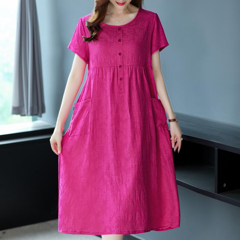 

Элегантное свободное женское платье, новые летние повседневные платья миди с короткими рукавами, одежда в корейском стиле 5XL