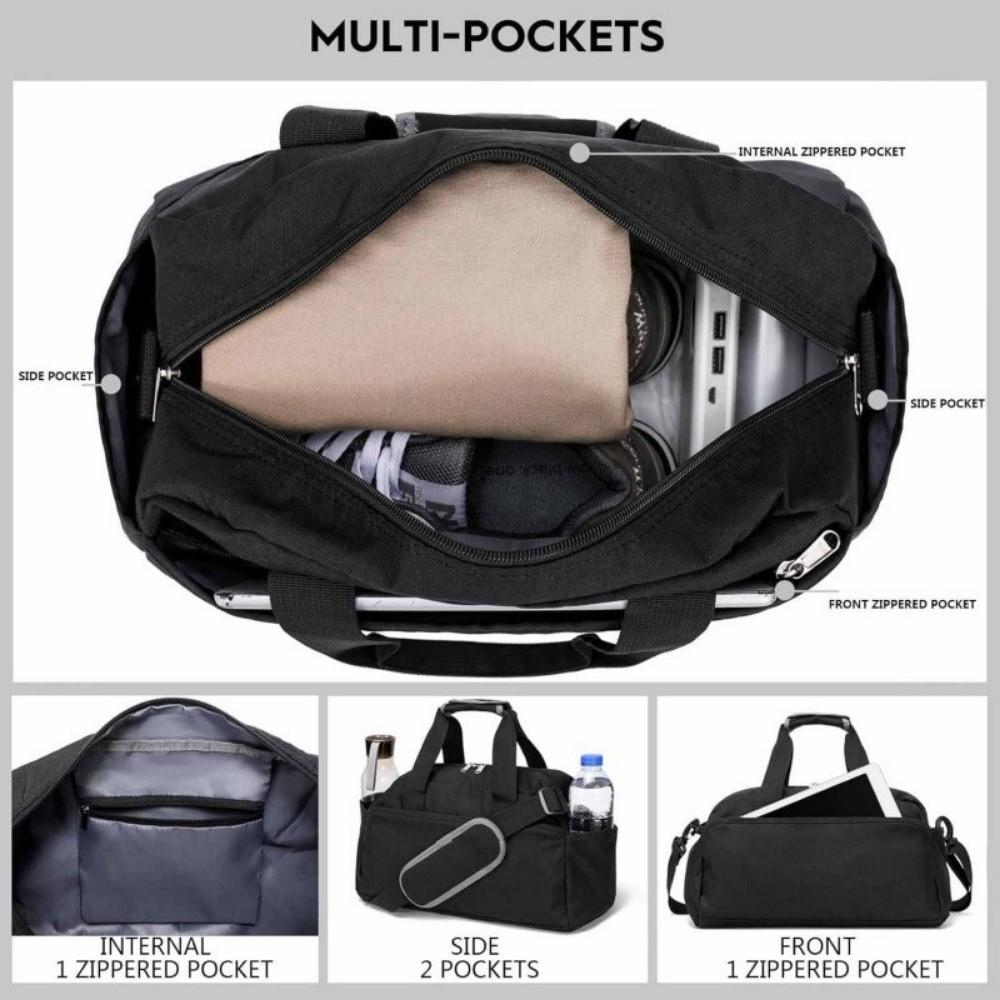 Multi Pockets Sports Gym Bag Adjustable Shoulder Strap Travel  Duffel Bag Fitness Tote  Gym Use