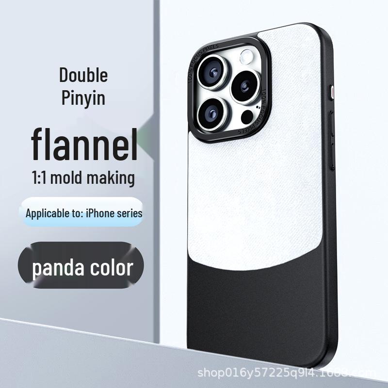 Double-Sided Flannel Case for iPhone 17 Pro Max/16/15/14 Pro 16 чёрный/белый
