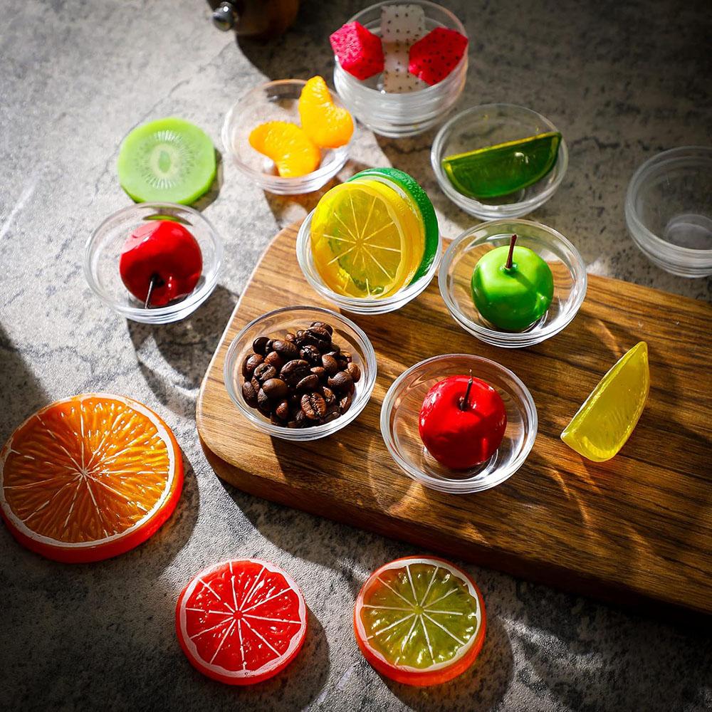 10Pcs Small Glass Bowls Soy Sauce Dipping Bowls Clear Prep Bowls Stackable Serving Bowls for Ramekins Snack Fruit Dips Dessert