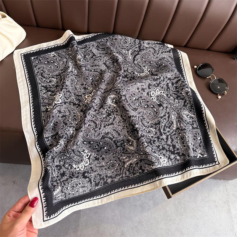 New Cashew Print Female Neck Scarf Cotton Linen Feeling Women Hair Scarves Foulard Head Band Shawls Wraps Neckerchief Bandana