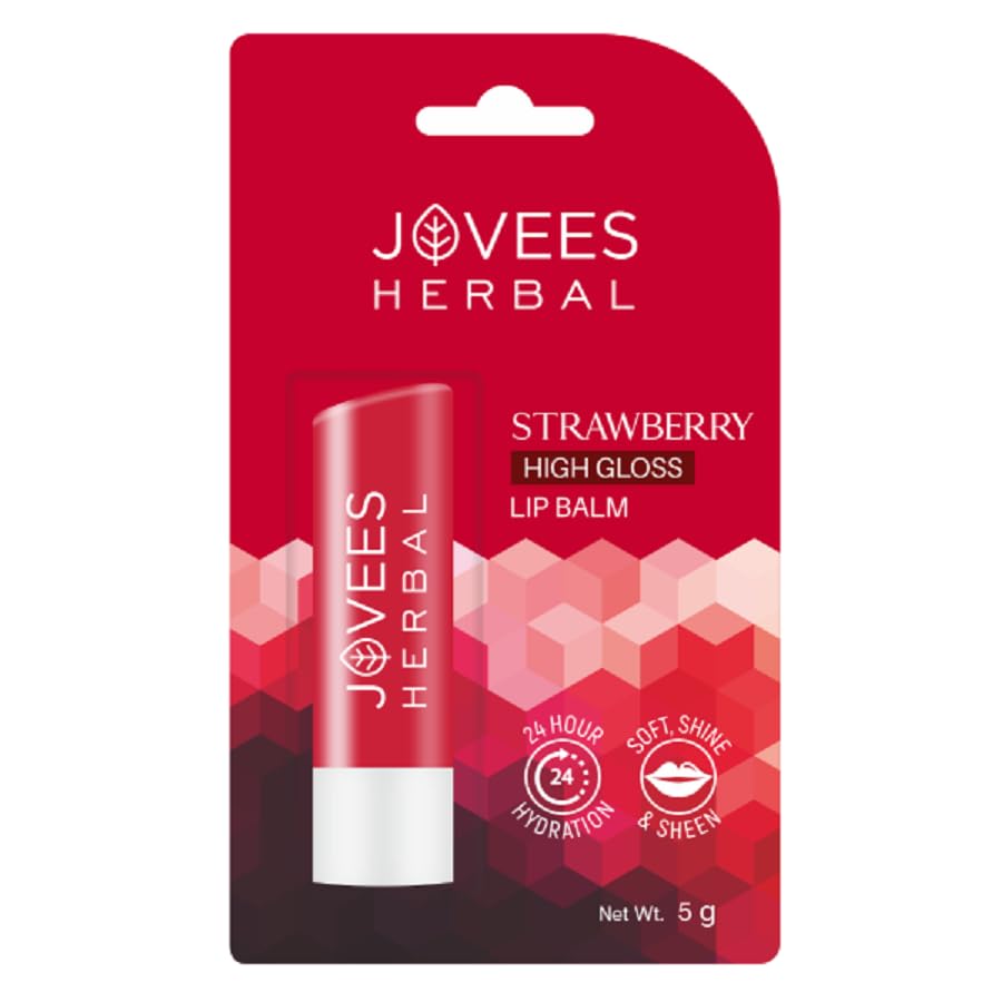 Jovees Herbal Strawberry High Gloss Lip Balm 5g For Soft Supple Lips 24 Hour Hydration And Natural Nourishment