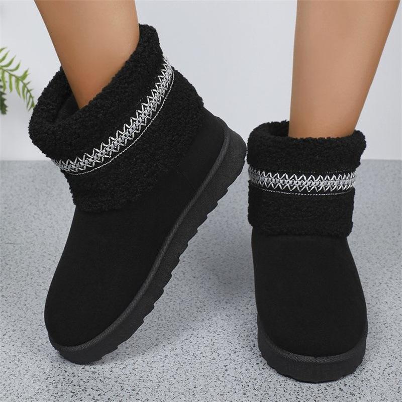Thick-soled snow boots 22 autumn and winter new heightening and fleece fur integrated high-top large-size cotton shoes