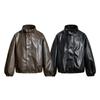 Unisex Stand Collar PU Leather Jacket Oversized Streetwear Casual Outerwear 2026