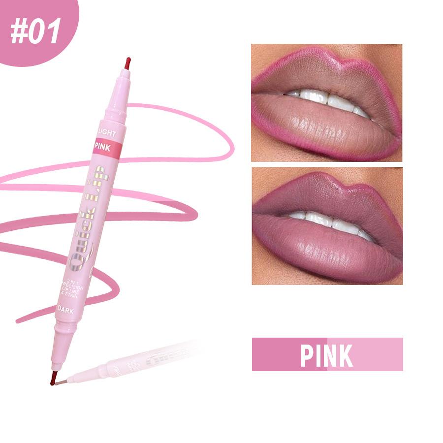 

PAGE VINE Dual End Lip Liner And Lipstick Precise Outline Matte Long Lasting 1#PINK