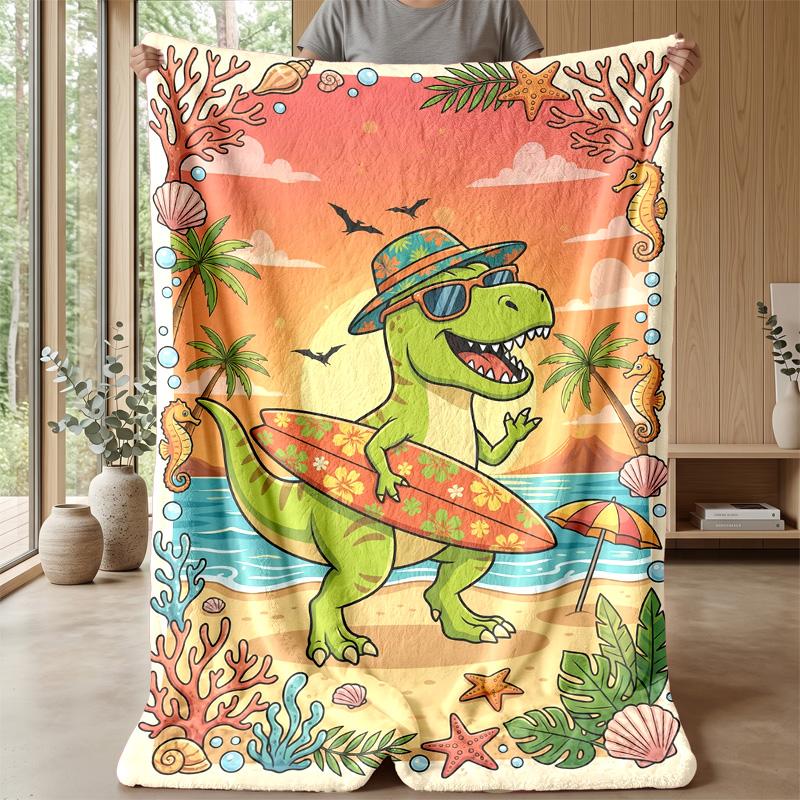 Dinosaur Skull Fantasy Landscape blanket Personalized Name Flannel Blanket Soft Cozy Plush Throw for Sofa Bed Lightweight Home Decor