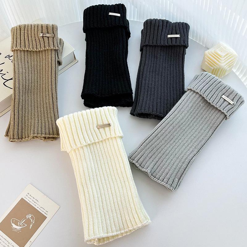 Vielseitige Strick-Beinwärmer mit Metall-Logo - Dicke, Warme, Schlankmachende Socken für Herbst und Winter