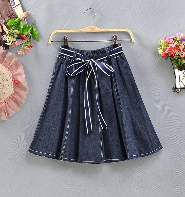 

Модная женская юбка винтажная ретро юбка миди с высокой талией плиссированная джинсовая однобортная юбка One Size темно-синий