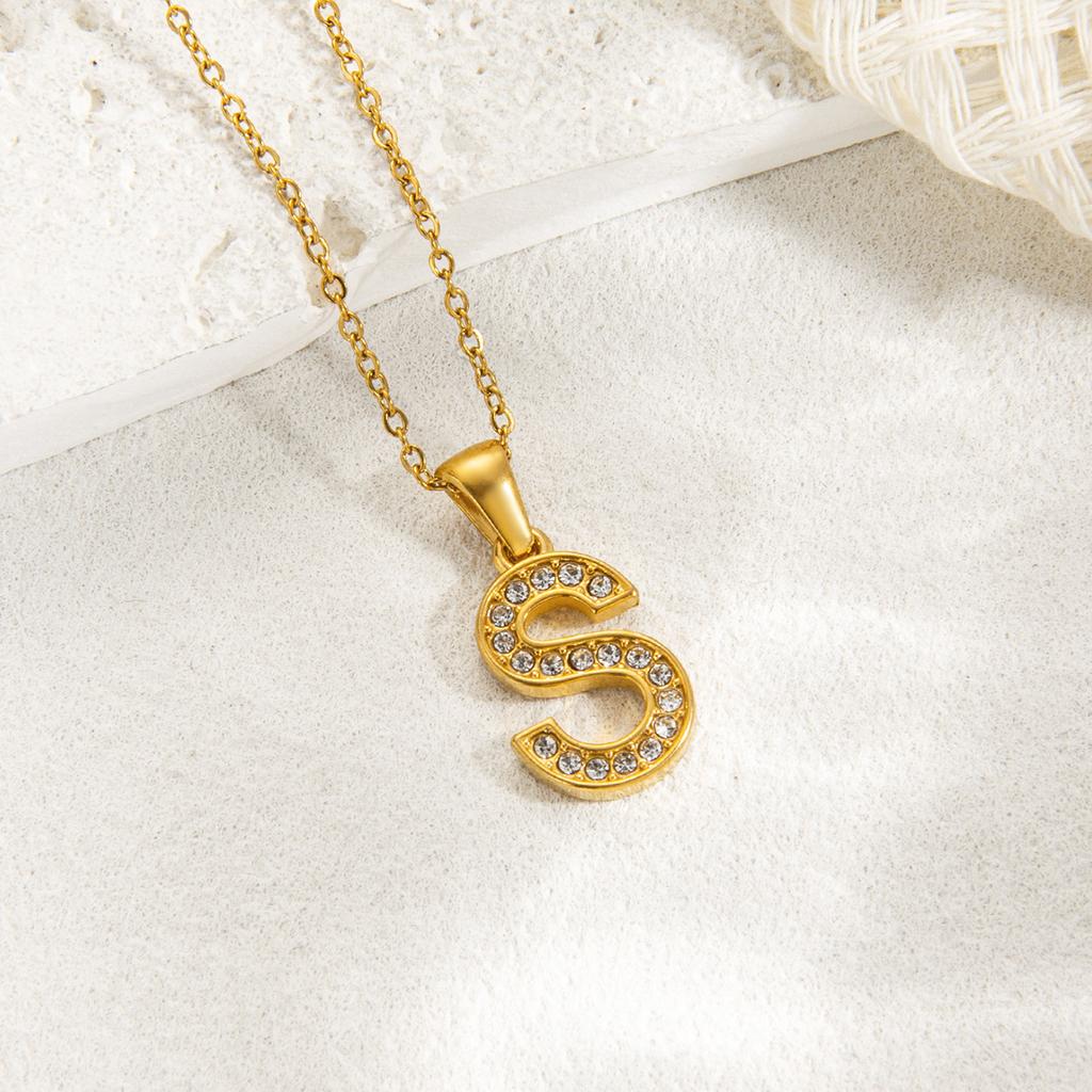 1pc Fashion Shining A-Z Letter Pendant Charm Necklace 26 Initial Alphabet Name Clavicle Chain Party Valentine's Day Jewelry Gift