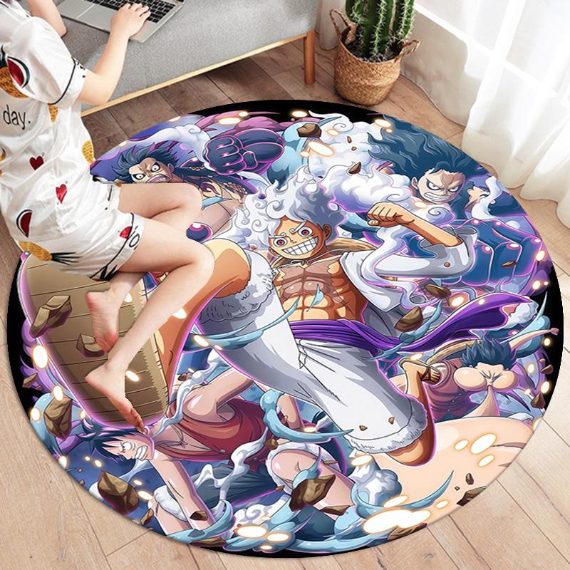 One Piece Gear Round Area Rug Carpet Rug For Living Room Bedroom Sofa Playroom Decor Nonslip Floor Mat