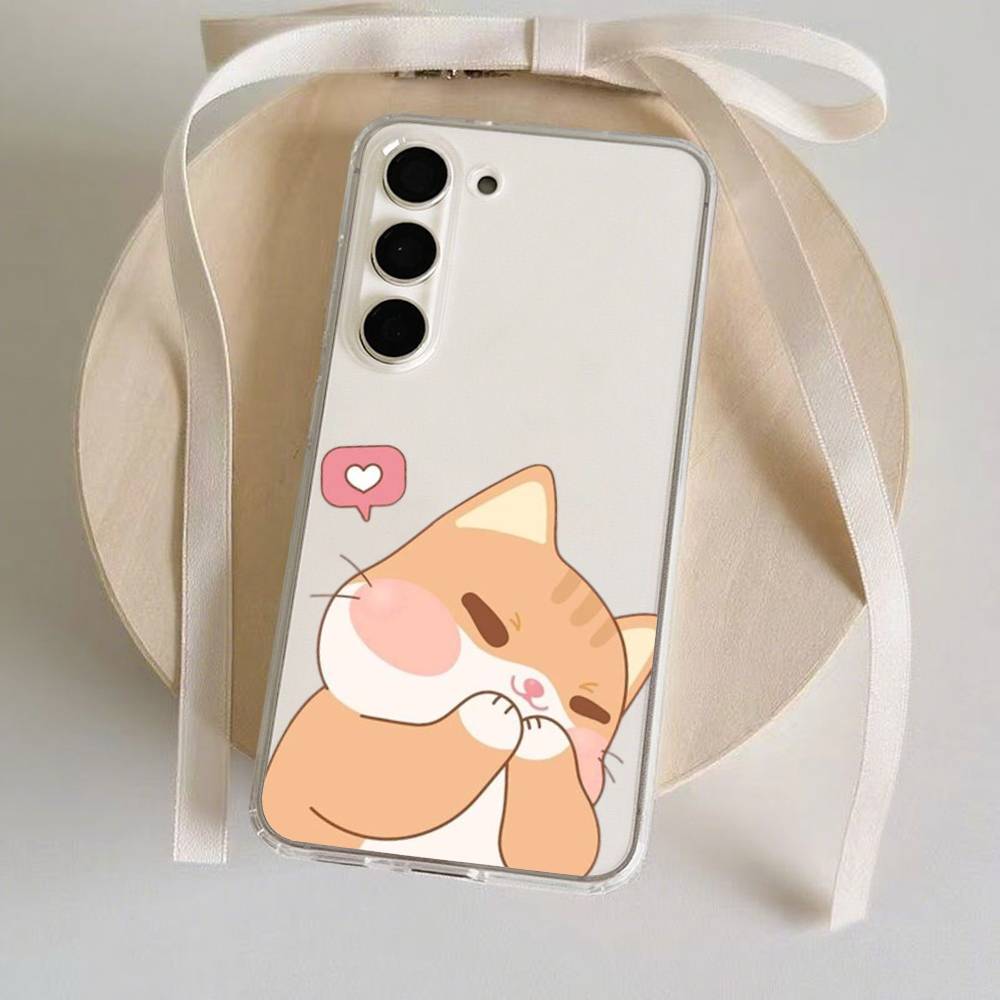Cartoon Cat Phone Case For Samsung Galaxy S21 S22 S23 S24 S25ULTRA FE Ultra Plus5G A52S Transparent Cover