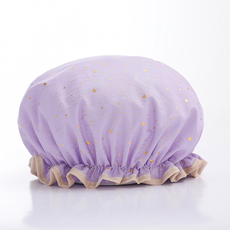 Shower Cap Waterproof Hair Cap Hot Gold Printed Polyester Cotton Shower Cap Bath Lady
