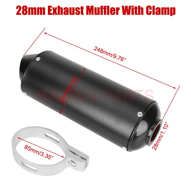 38mm 32mm 28mm Motorcycle Exhaust Muffler Tip Pipe for 125 150 160cc Dirt Pit Bike ATV black Grey Kayo BSE