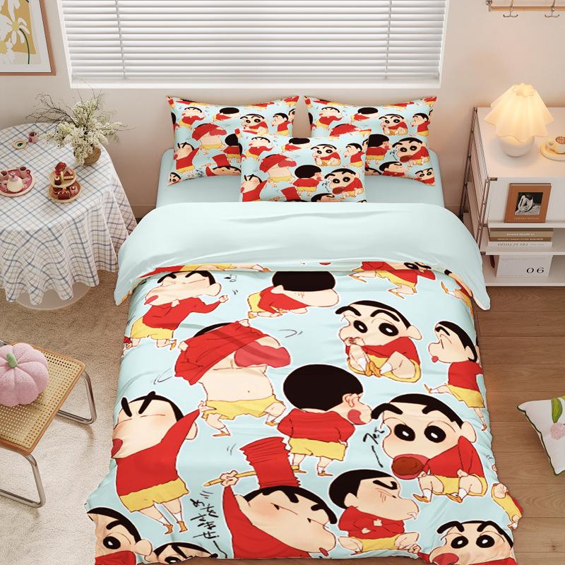 New Style C-Crayon Shin-chan Bedding Sets Shin-chan Duvet Cover Bed Set Quilt Cover Pillowcase Kids Adult Size